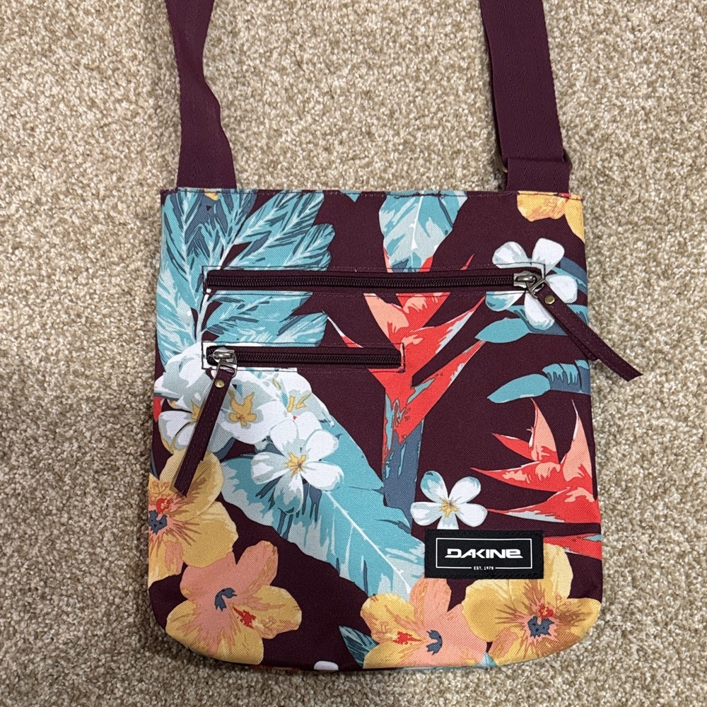 Dakine Jo Jo (Tropical Floral) Crossbody Bag - Burgundy and Multicolor